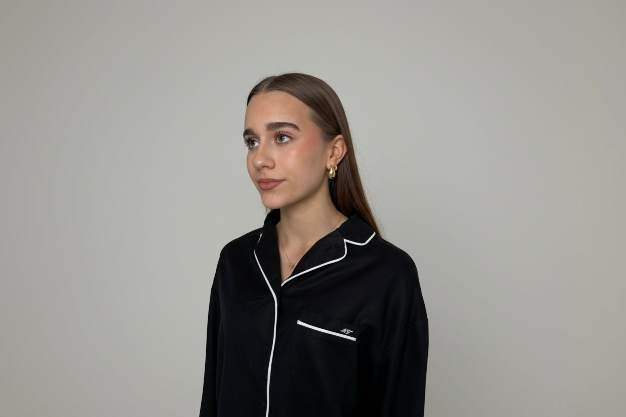 PERSONALIZOWANA CZARNA PIŻAMA Z DŁUGIMI SPODNIAMI LILY